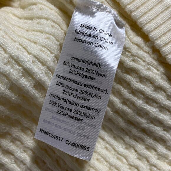 DANIELLE BERNSTEIN L NEW Knit Wrap Top Ivory Cableknit Crisscross - Picture 7 of 9